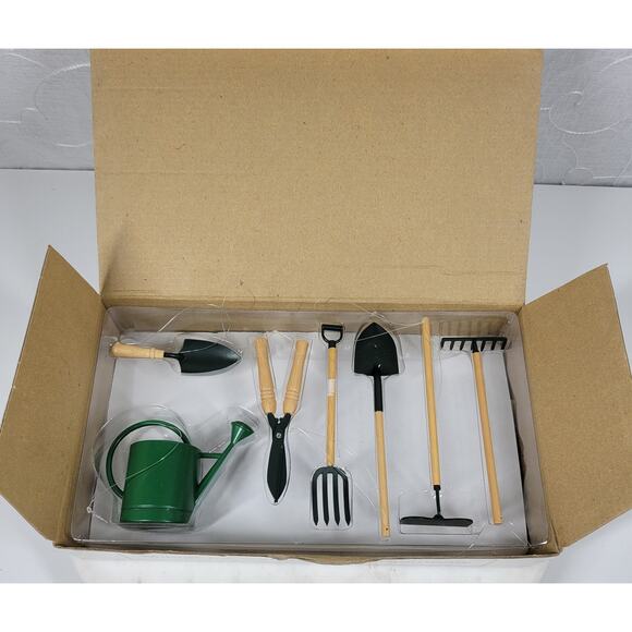 Vtg Department 56 Garden Ornaments Set of 7 Mini Christmas Tree Decor New in Box - Picture 14 of 14